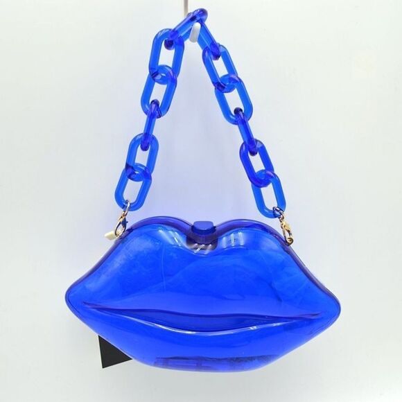 Acrylic Hard Case Lips Clutch Crossbody Bag